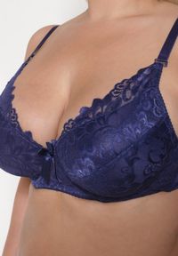 Renee - Granatowy Koronkowy Biustonosz Full-Cup z Regulowanymi Ramiączkami Kristianna. Kolor: niebieski. Materiał: koronka. Wzór: koronka