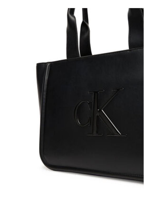 Calvin Klein Torebka Bold Ck Medium Tote LV04F3218G Czarny. Kolor: czarny. Materiał: skórzane