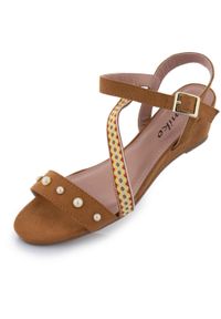 ZIKKO - Tamiko damskie buty letnie brązowe 37. Zapięcie: pasek. Kolor: żółty, wielokolorowy. Sezon: lato. Obcas: na obcasie. Wysokość obcasa: wysoki #1