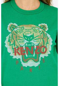 Kenzo - KENZO Zielona bluza damska z krzyżykowym tygrysem. Kolor: zielony #2