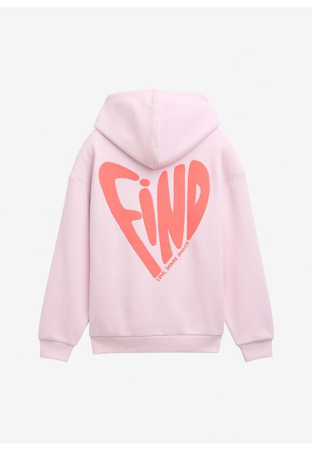 bonprix - Bluza z kapturem marki Tom Tailor z nadrukiem z tyłu. Typ kołnierza: kaptur. Kolor: różowy. Materiał: prążkowany. Wzór: nadruk