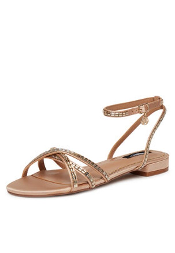 Nine West Sandały R25SS018660 Beżowy. Kolor: beżowy. Materiał: materiał, syntetyk