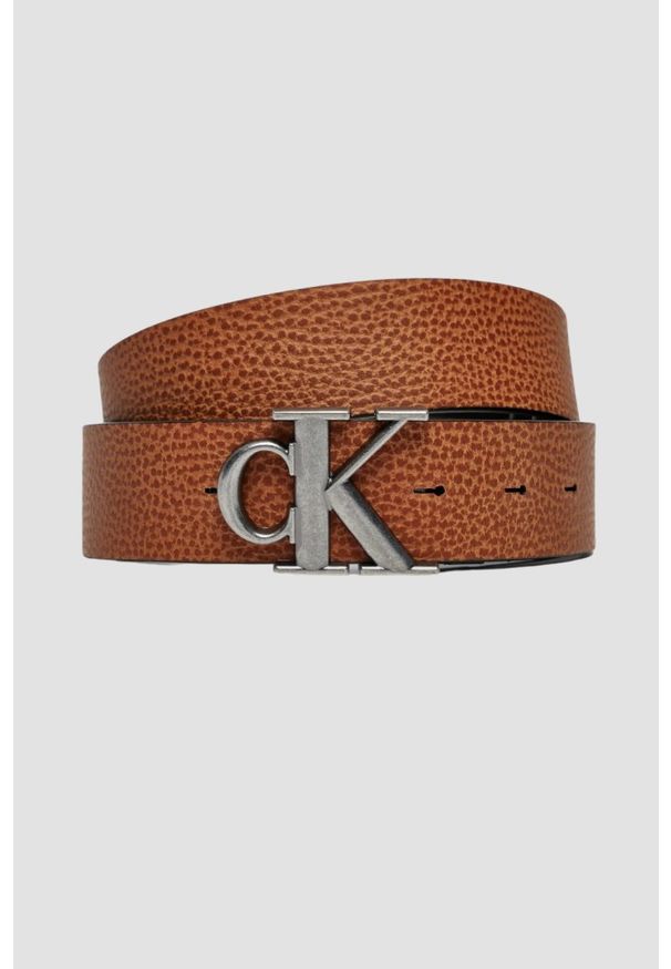 Calvin Klein - CALVIN KLEIN Czarno-brązowy dwustronny męski pasek. Kolor: czarny