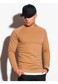 Ombre Clothing - Bluza męska bez kaptura B1217 - beżowa - XXL. Typ kołnierza: bez kaptura. Kolor: beżowy. Materiał: bawełna, poliester #1