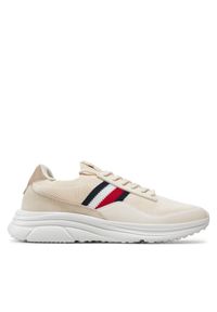 TOMMY HILFIGER - Tommy Hilfiger Sneakersy Modern Runner Premium Knit FM0FM05135 Beżowy. Kolor: beżowy #1