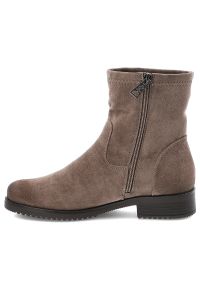 Beżowe Botki Vinceza Ocieplane Obuwie Damskie. Kolor: beżowy. Materiał: zamsz, materiał. Szerokość cholewki: normalna. Sezon: zima, jesień. Obcas: na obcasie. Styl: klasyczny, elegancki. Wysokość obcasa: średni #3