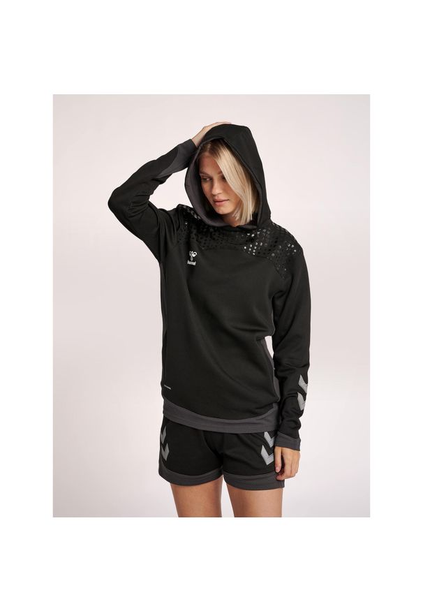 Damska bluza z kapturem Hummel hmlLEAD poly. Typ kołnierza: kaptur. Kolor: czarny. Sport: fitness, bieganie