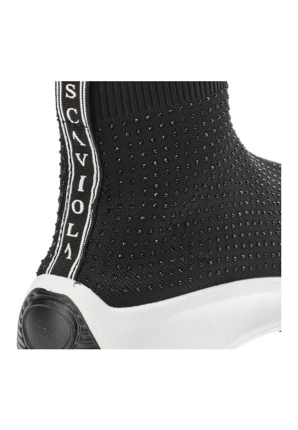 Sca'viola - Czarne Botki Sca'Viola Damskie Stylowe Obuwie. Kolor: czarny. Materiał: materiał. Styl: sportowy, elegancki