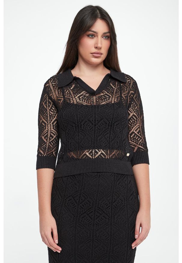 Joseph Ribkoff - Sweter damski ażurowy JOSEPH RIBKOFF. Wzór: ażurowy