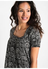 bonprix - Tunika shirtowa, krótki rękaw. Kolor: czarny. Materiał: wiskoza. Długość rękawa: krótki rękaw. Długość: krótkie #2