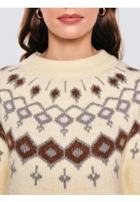 Big-Star - Sweter damski z skandynawskim wzorem kremowy Skandia 102. Okazja: na co dzień. Kolor: kremowy. Materiał: dzianina. Wzór: ze splotem. Styl: wizytowy, casual, elegancki #3