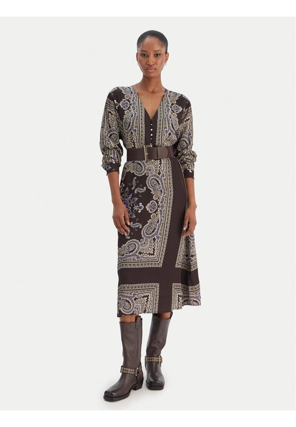 Liu Jo Sukienka codzienna MF5394 TS117 Brązowy Regular Fit. Okazja: na co dzień. Kolor: brązowy. Materiał: syntetyk. Typ sukienki: proste. Styl: casual