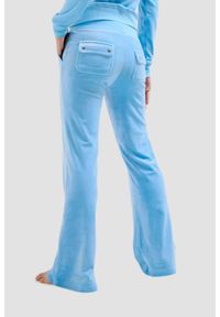 Juicy Couture - JUICY COUTURE Błękitne damskie spodnie dresowe Del Ray Pocketed Pant, Rozmiar M. Kolor: niebieski. Materiał: dresówka
