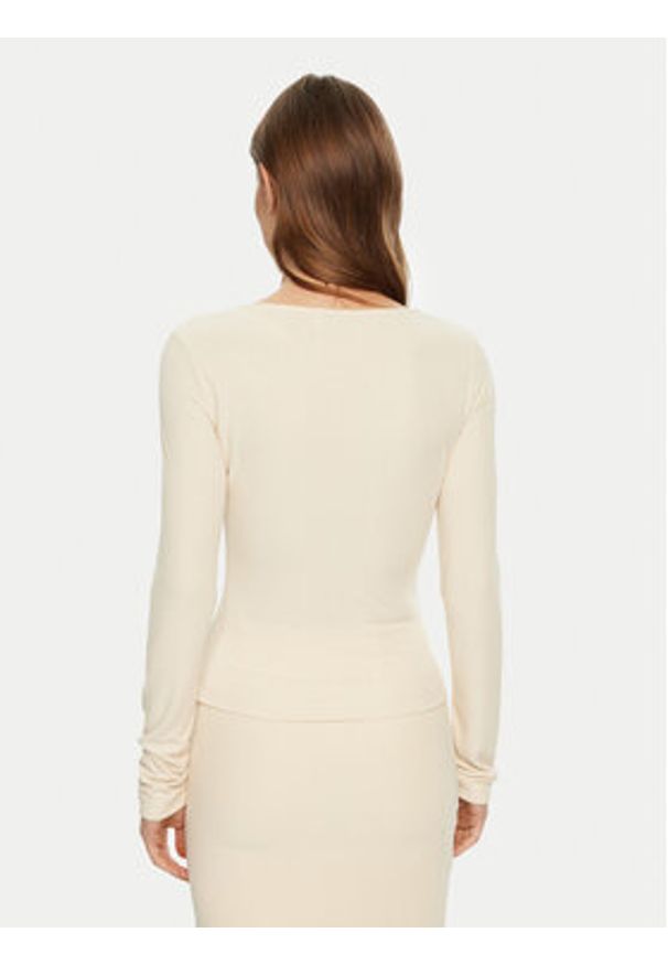 Guess Bluzka W5RP12 KAQL2 Beżowy Regular Fit. Kolor: beżowy. Materiał: syntetyk