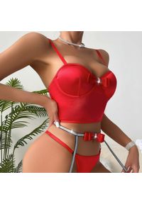 Intica - Komplet bielizny z body i pasem do pończoch z kokardą Iside. Kolor: czarny. Materiał: materiał. Długość: długie #3