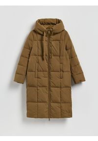 Reserved - Pikowana kurtka z puchem - ciemnozielony. Kolor: zielony. Materiał: puch #1