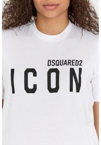 DSQUARED2 Biały t-shirt damski z logo icon. Kolor: biały. Materiał: bawełna