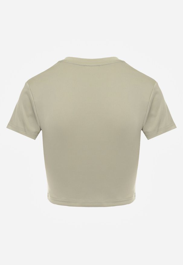 Born2be - Jasnozielony Krótki T-shirt w Stylu Basic z Minimalistycznym Nadrukiem Orithana. Okazja: na co dzień. Kolor: zielony. Materiał: jeans. Długość: krótkie. Wzór: nadruk. Styl: sportowy, casual