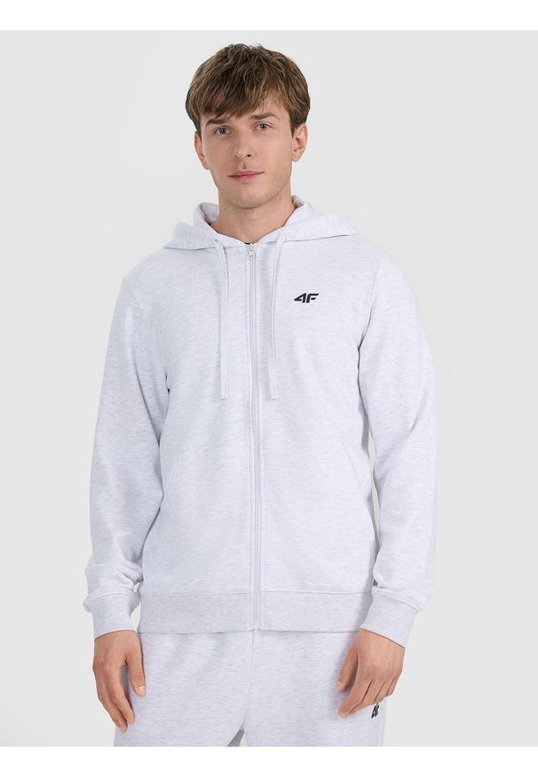 4f - 4F Bluza dresowa rozpinana z kapturem męska - szara 3XL. Okazja: na co dzień. Typ kołnierza: kaptur. Kolor: szary. Materiał: dresówka. Wzór: gładki, ze splotem. Styl: casual, sportowy