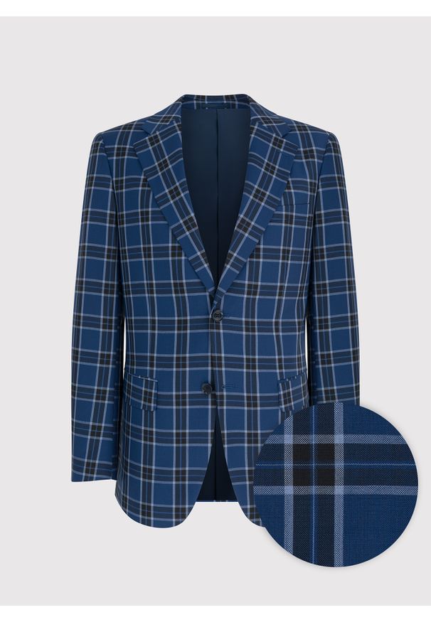 PAKO LORENTE – Granatowa marynarka w kratę - Pako Lorente. Kolor: niebieski. Materiał: poliester, wełna