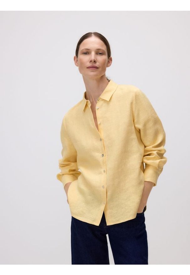 Reserved - Lniana koszula - złamana biel. Materiał: len