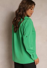 Renee - Zielona Wiskozowa Koszula z Guzikami i Kołnierzykiem Cardillo. Kolor: zielony. Materiał: wiskoza #4