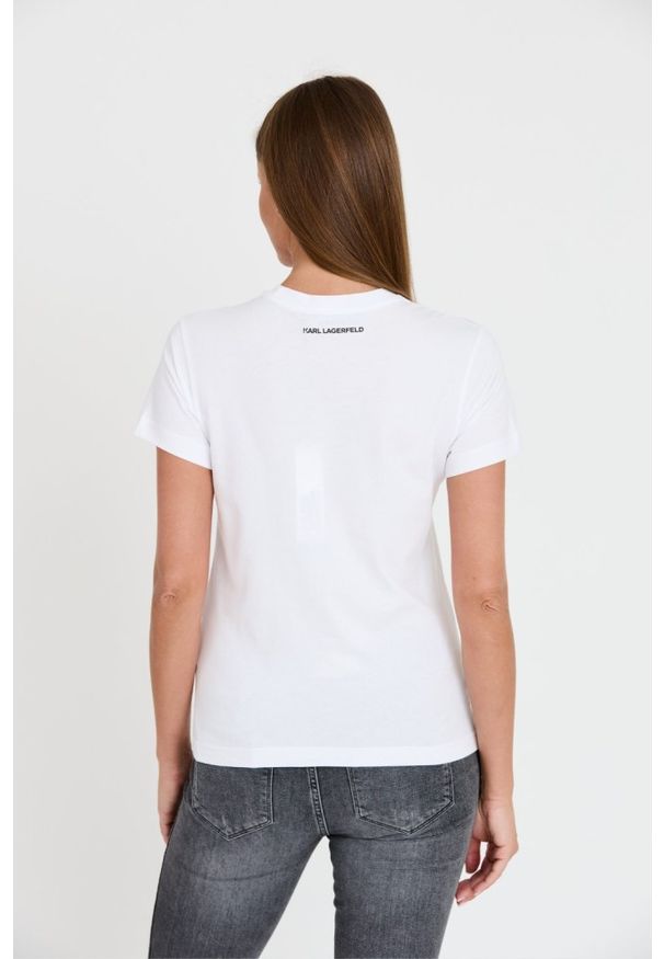 Karl Lagerfeld - KARL LAGERFELD Biały damski t-shirt Ikonik 2.0, Rozmiar S. Kolor: biały
