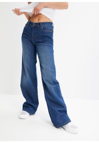 bonprix - Dżinsy Wide Leg, mid waist, ze stretchem. Kolor: niebieski