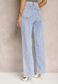 Renee - Jasnoniebieskie Bawełniane Jeansy z Bawełny z Ozdobnym Nadrukiem Anarca. Kolor: niebieski. Wzór: nadruk #5