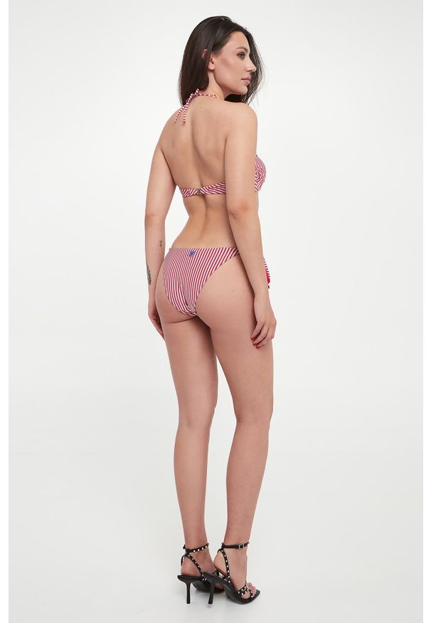 Różowo-srebrny dół od bikini Twinset U&B w paski. Kolor: wielokolorowy, różowy, srebrny. Wzór: paski