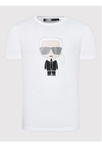 Karl Lagerfeld - KARL LAGERFELD T-Shirt Crewneck 755071 Biały Regular Fit. Typ kołnierza: dekolt w karo. Kolor: biały. Materiał: bawełna #4