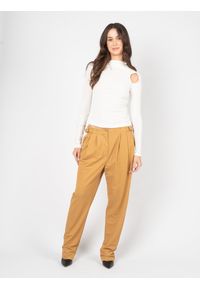 Patrizia Pepe Spodnie | ZJ2172/A3KN | Kobieta | Brązowy. Okazja: na co dzień. Stan: podwyższony. Kolor: brązowy. Materiał: poliamid, wiskoza. Długość: długie. Styl: elegancki, casual