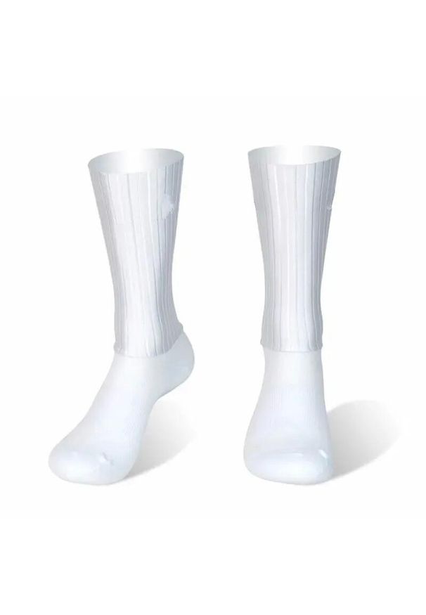 BIKEFLOW - Skarpety rowerowe Aero Whiteline z silikonowym paskiem lato. Kolor: biały. Sport: kolarstwo