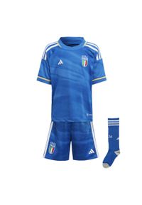 Adidas - Italy 23 Home Mini Kit. Kolor: niebieski. Materiał: materiał. Sport: piłka nożna