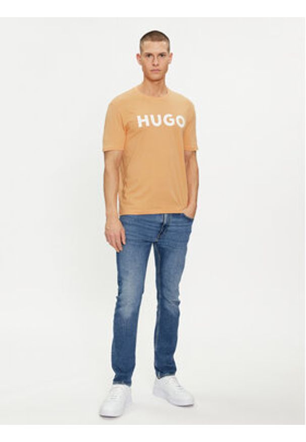 Hugo T-Shirt Dulivio 50467556 Pomarańczowy Regular Fit. Kolor: pomarańczowy. Materiał: bawełna