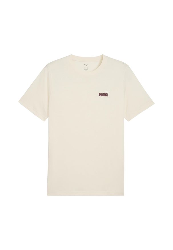 Koszulka na co dzień Męska Puma T-Shirt Bawełniana Sportowa. Kolor: beżowy. Materiał: bawełna. Sport: fitness