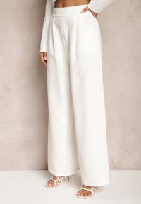 Renee - Białe Szerokie Spodnie w Eleganckim Stylu Hanessame. Kolor: biały. Styl: elegancki #4