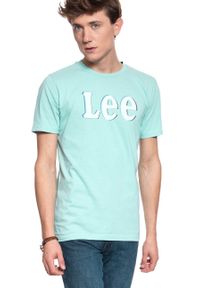 Lee - LEE T SHIRT DISTORTED LOGO TEE FADED MINT L61OFENC. Wzór: nadruk #8