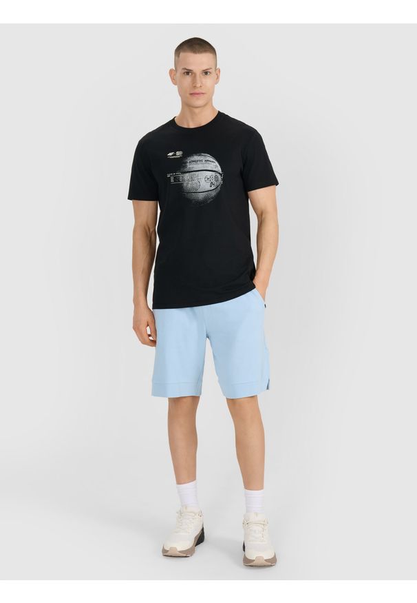 4f - 4F T-shirt regular z nadrukiem męski - czarny M. Okazja: na co dzień. Kolor: czarny. Materiał: jersey, bawełna. Wzór: nadruk. Styl: street, klasyczny, elegancki, casual, sportowy