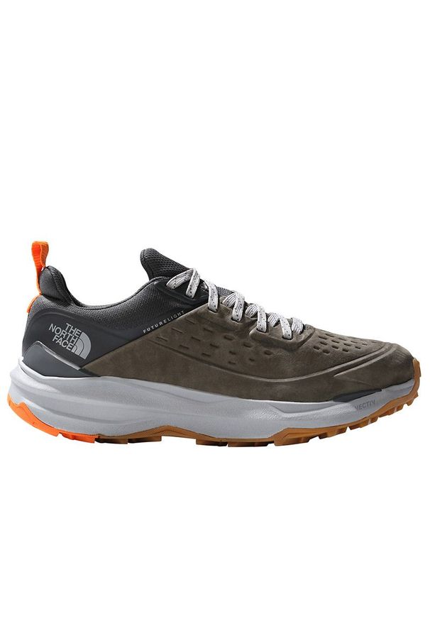 Buty The North Face Vectiv Exploris II 0A7W4Z79K1 - zielono-szare. Kolor: zielony, szary, wielokolorowy. Materiał: skóra, guma. Szerokość cholewki: normalna. Sport: turystyka piesza