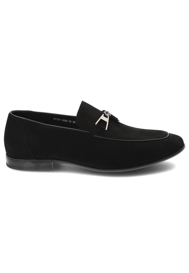Czarne Mokasyny John Doubare Eleganckie Buty Męskie. Kolor: czarny. Materiał: zamsz, skóra. Szerokość cholewki: normalna. Styl: elegancki