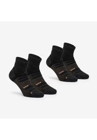 quechua - Skarpety turystyczne długie (2 pary) dla dorosłych Hike 900. Kolor: czarny, pomarańczowy, wielokolorowy. Materiał: poliester, poliamid, elastan, wełna. Wzór: ze splotem. Sport: turystyka piesza #1