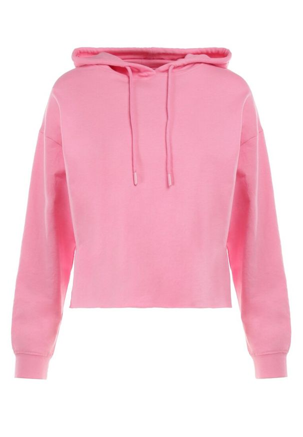 Born2be - Różowa Bluza Antele. Typ kołnierza: kaptur. Kolor: różowy. Materiał: jeans. Długość rękawa: długi rękaw. Długość: długie. Wzór: jednolity