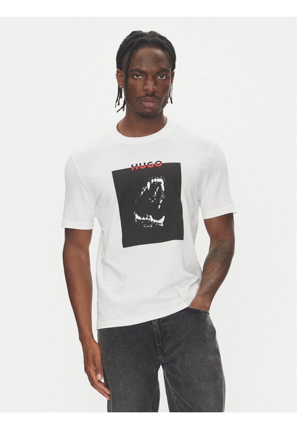 Hugo - HUGO T-Shirt Dobero 50542734 Biały Regular Fit. Kolor: biały. Materiał: bawełna