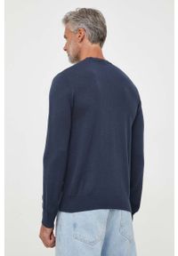 Armani Exchange sweter wełniany męski kolor granatowy lekki. Kolor: niebieski. Materiał: wełna #2