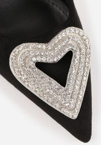 Renee - Czarne Eleganckie Szpilki z Cyrkoniowym Sercem Evabellea. Kolor: czarny. Wzór: aplikacja. Obcas: na szpilce. Styl: elegancki #7