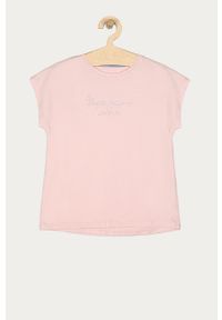 Pepe Jeans - T-shirt dziecięcy Nuria 128-180 cm. Okazja: na co dzień. Kolor: różowy. Materiał: bawełna, dzianina. Wzór: aplikacja. Styl: casual #1