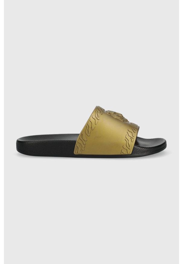 Just Cavalli klapki damskie kolor złoty 74RB3SZ2. Kolor: złoty. Materiał: materiał