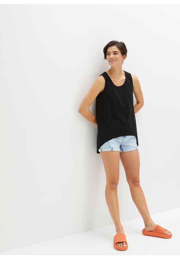 bonprix - Top z bawełny organicznej. Kolor: czarny. Materiał: bawełna. Długość: długie. Sezon: lato