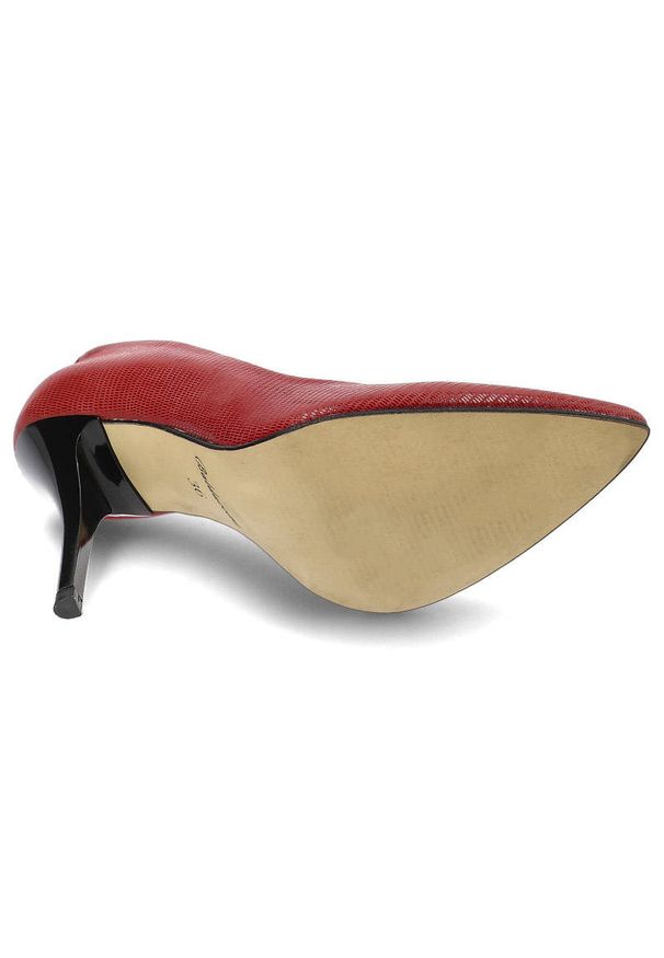 Czerwone Szpilki Baldaccini Eleganckie Skórzane Buty. Zapięcie: bez zapięcia. Kolor: czerwony. Materiał: skóra. Szerokość cholewki: normalna. Wzór: aplikacja. Obcas: na szpilce. Styl: elegancki